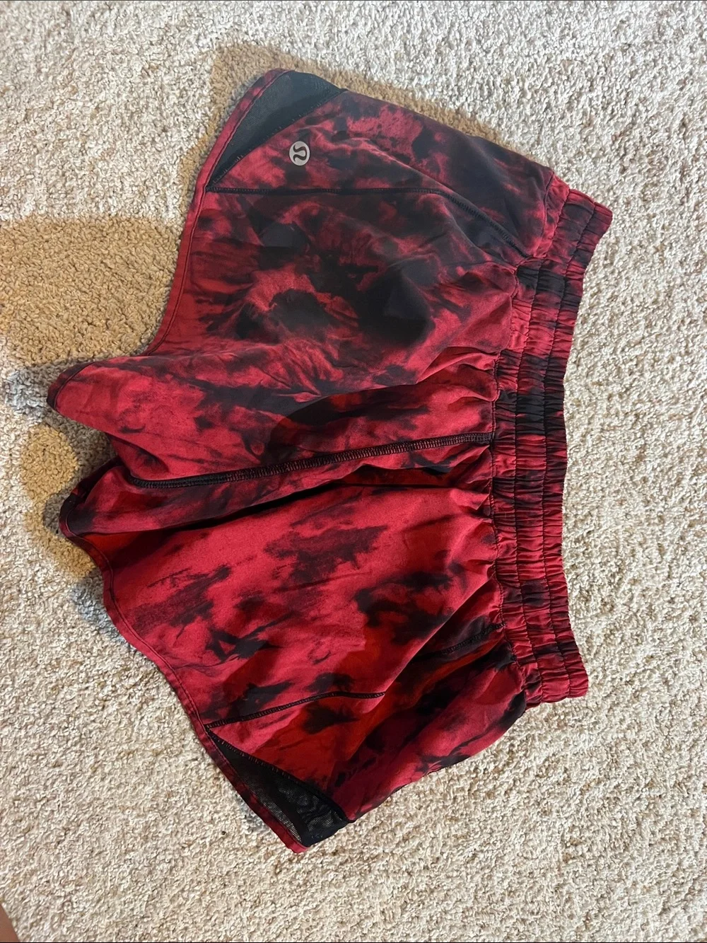 lululemon athletica Red and Black Tie-Dye Athletic Shorts